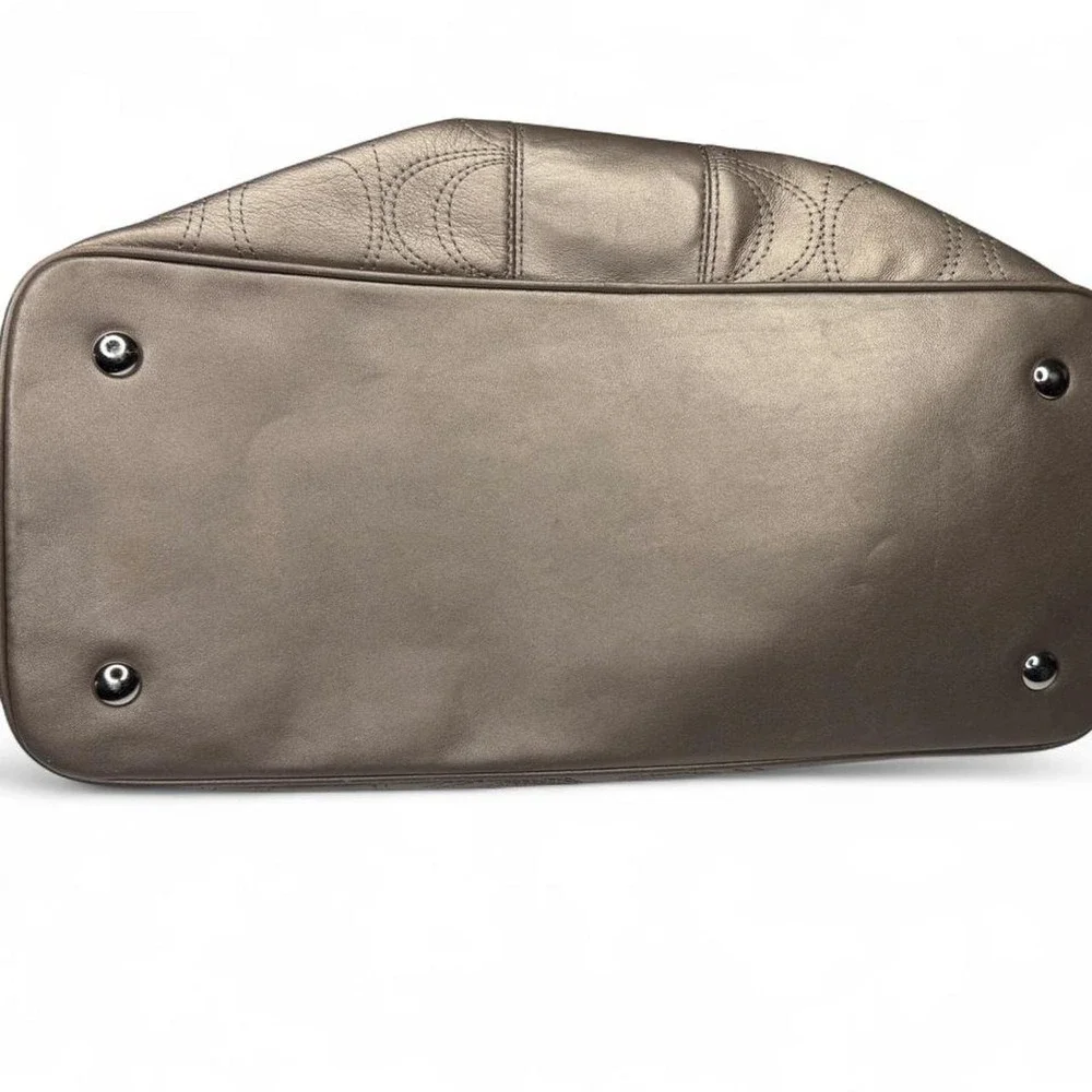 Coach Madison Sophia Kisslock Satchel Metallic Pewter Leather Purse F19413 Large